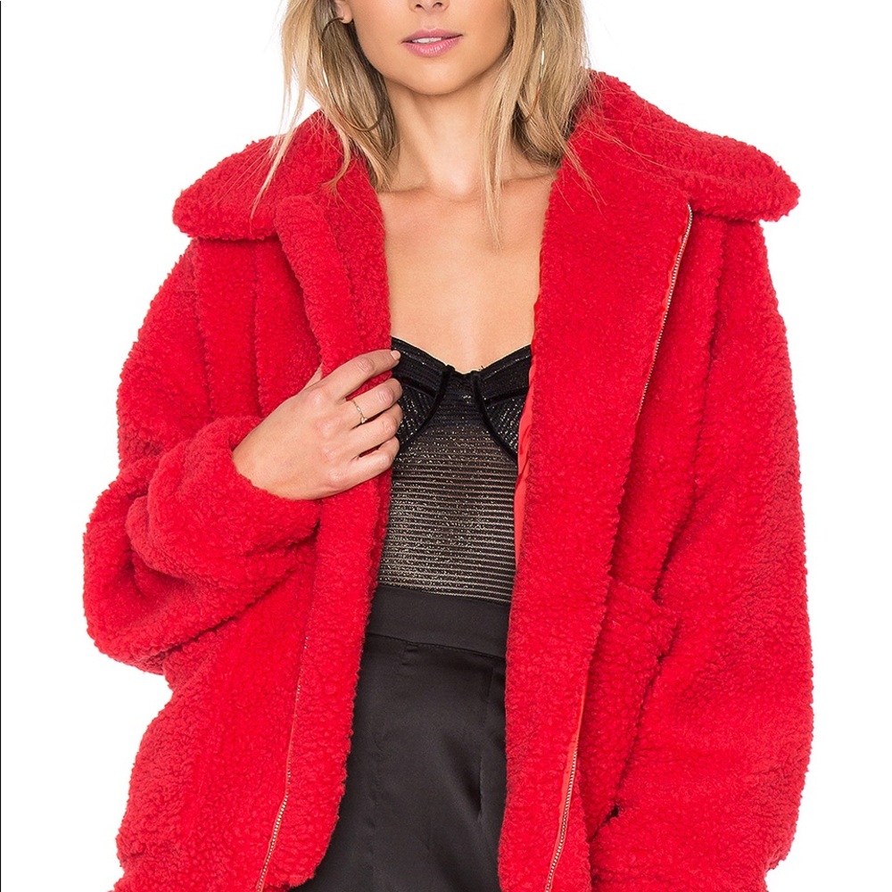 I.Am.Gia Red Pixie Teddy Coat